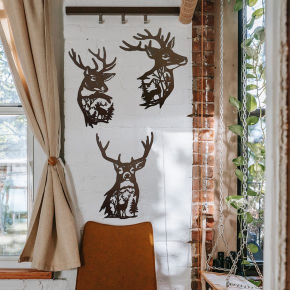 Deer Metal Wall Art 9 Inch Deer Silhouette Wall Decor Rustic Forest Hunting🐧 - Picture 4 of 7